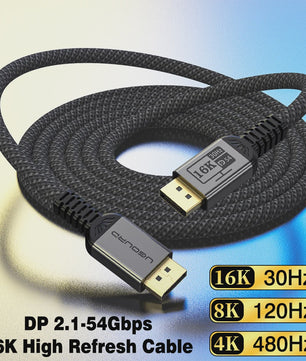 UGOURD DisplayPort 2.1 Kabel - 16K 480Hz, 54Gbps, HDR10, DSC - Ultieme Gaming & Monitor Kabel