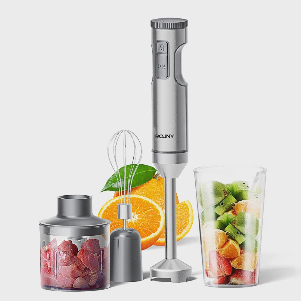 Krachtige 4-in-1 Hand Blender met RVS Staaf, Mixer, Hakker & Garde