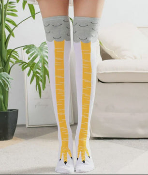 Grappige Kippenpoot Hoge Sokken - Unisex Cartoon Cosplay Sokken