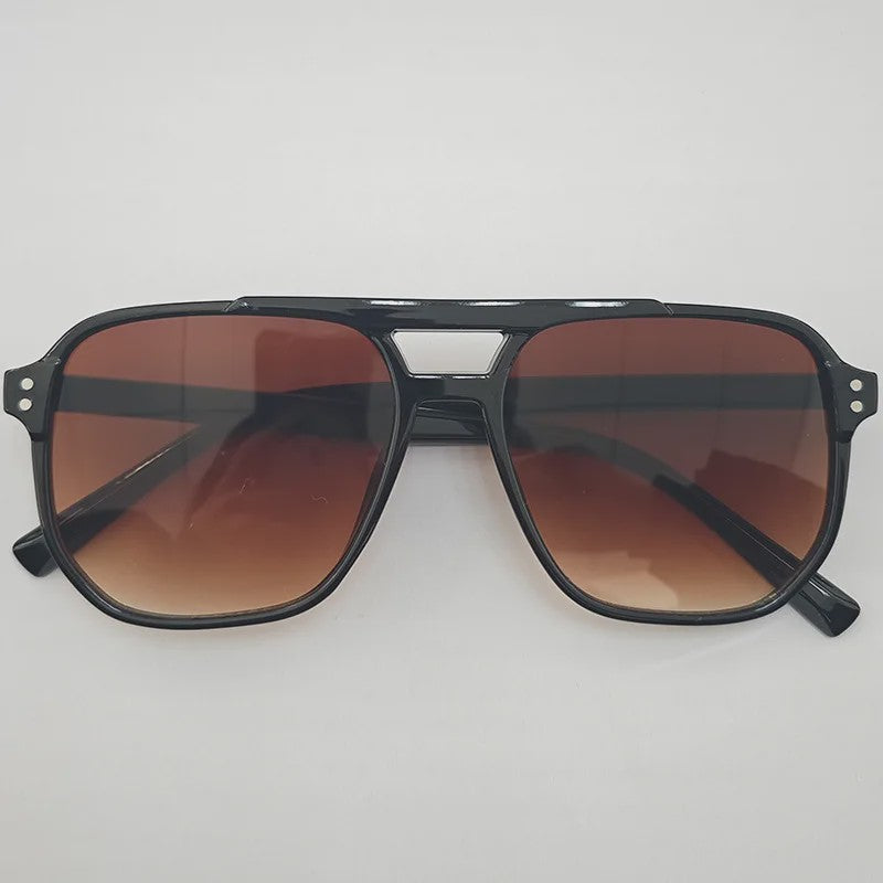 Retro Vierkante Zonnebril Unisex - Stijlvolle Dubbele Brug & Vintage Design