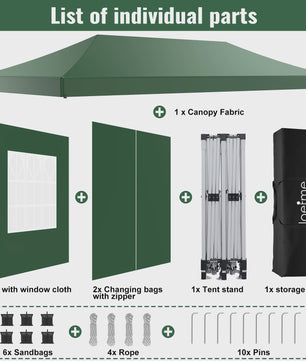 LOEFME 3x6m Pop-Up Partytent Gazebo - Waterdicht, Winddicht met 6 Zijwanden & UV Bescherming