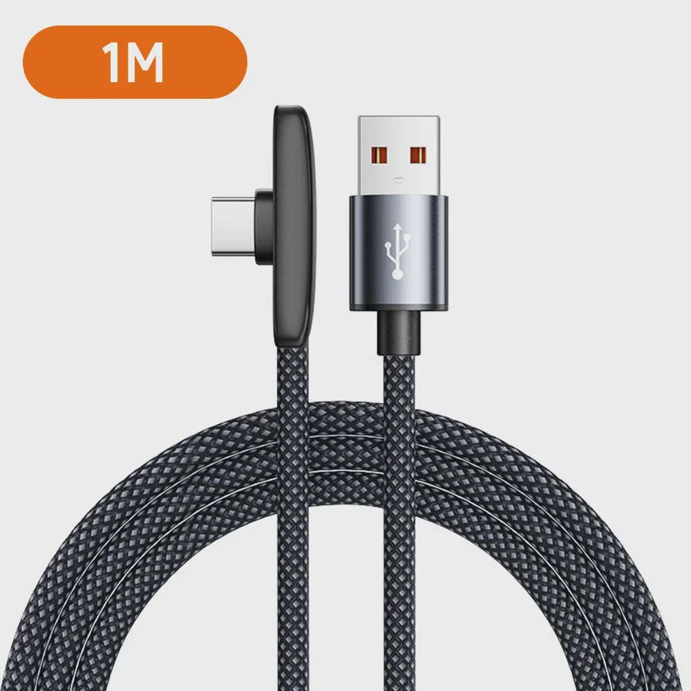 100W USB-C Snellader Kabel met 90° Hoek - PD Data Kabel voor Gaming & Snel Opladen