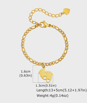 Schattige Baby Anklet met Voetjes Bedel - Anti-allergisch Roestvrij Staal