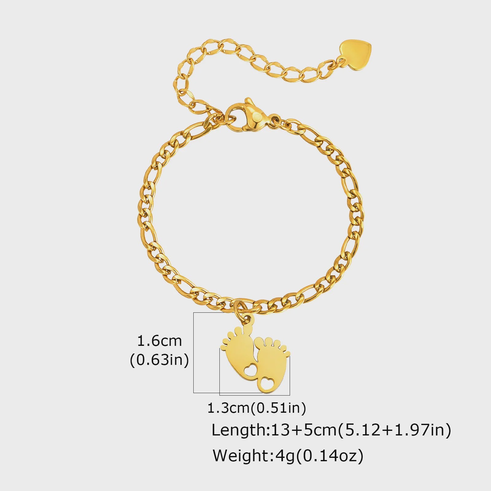Schattige Baby Anklet met Voetjes Bedel - Anti-allergisch Roestvrij Staal