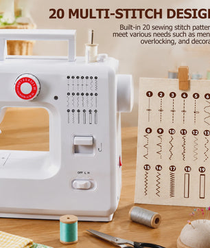 618 Mini Elektrische Naaimachine met 42-delige Naaiset & Patchwork Stoffen