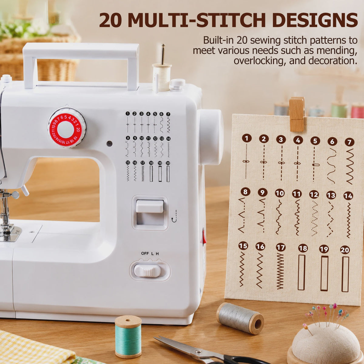 618 Mini Elektrische Naaimachine met 42-delige Naaiset & Patchwork Stoffen