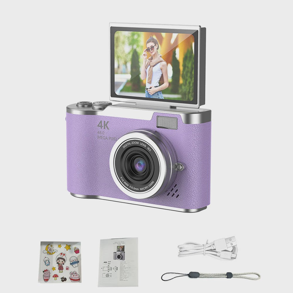 4K Digitale Camera met 48MP, 8x Zoom & Flip Screen - Ideaal voor Studenten