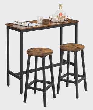 Industriële Bartafel Set met 2 Barkrukken - Bruin