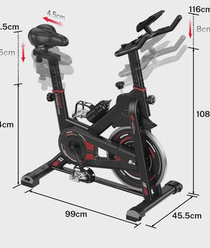 Hometrainer met Vliegwiel (10kg), LCD Display en Stille Werking - Max 120kg Belasting