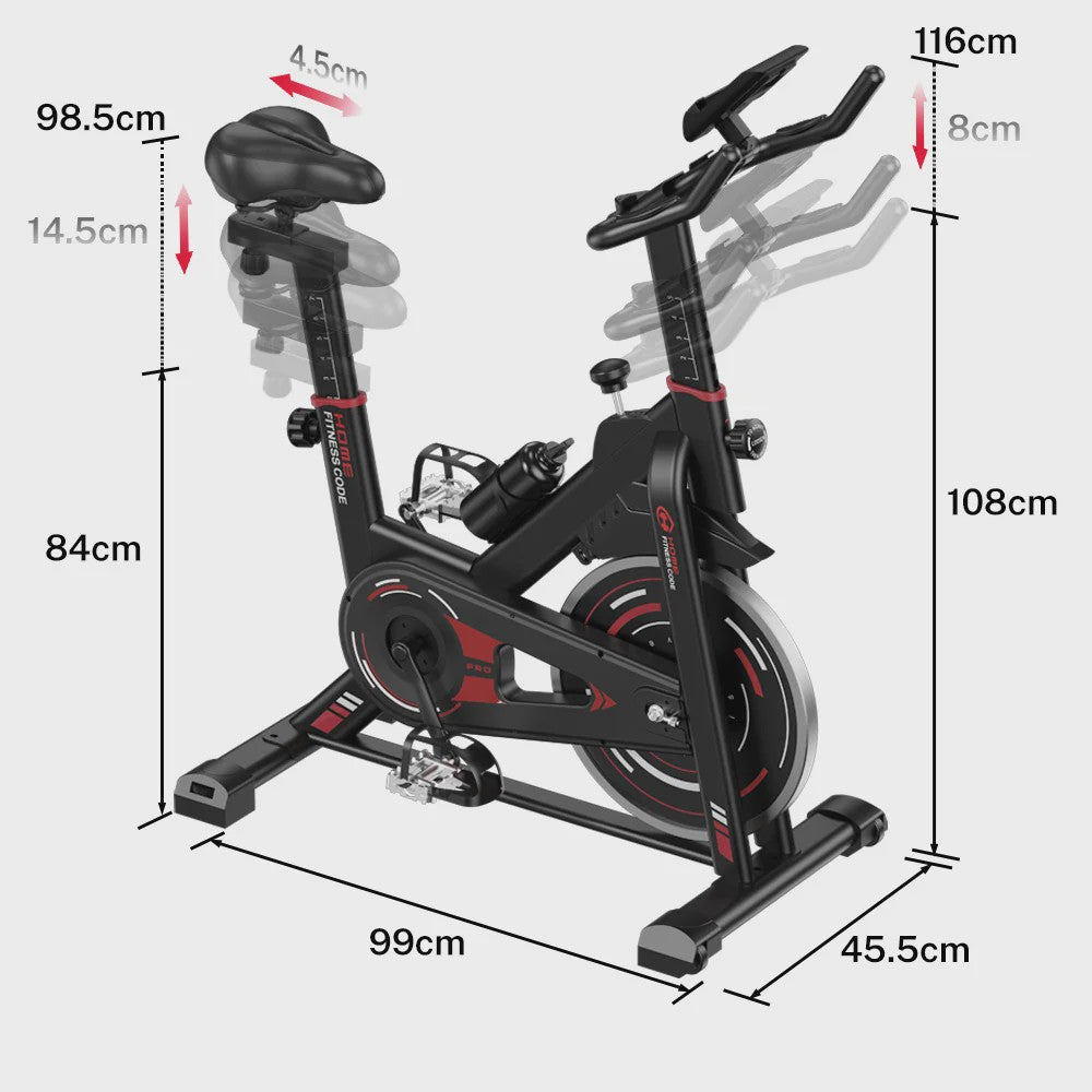 Hometrainer met Vliegwiel (10kg), LCD Display en Stille Werking - Max 120kg Belasting