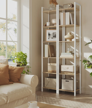 Schoenenrek met 10 vakken, smal en hoog, stalen frame, industrieel design