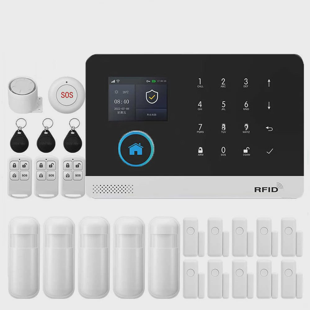Slim Beveiligingssysteem voor Thuis: WIFI/GSM Alarm met Deur- en Bewegingssensoren, Tuya & Alexa Compatibel