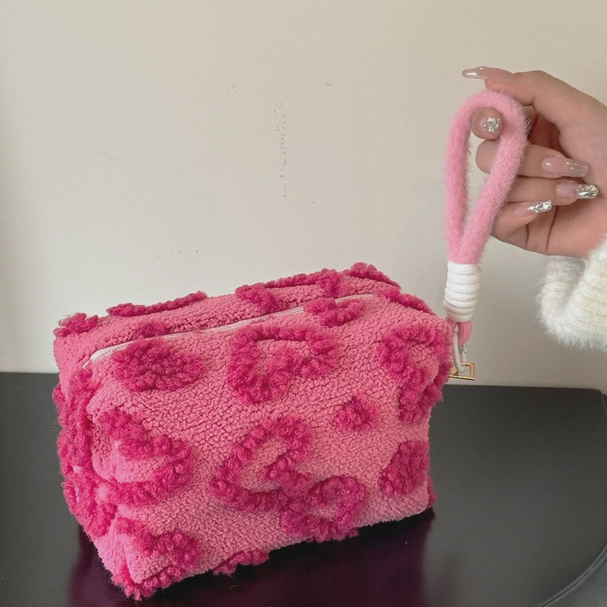Pluche Make-up Tas met Lus - Zacht Reisetui voor Cosmetica & Pennen