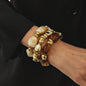 Set van 3 Bohemian Kralenarmbanden - Vintage Stijl Acryl & Goudkleurig