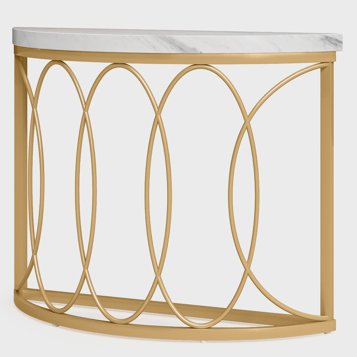 Gouden Halve Maan Console Tafel - 43 Inch Moderne Entree Tafel met Geometrisch Metaal Frame