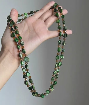 Luxe Dubbellaagse Schelp & Kristal Ketting - Bohemian Seaside Stijl