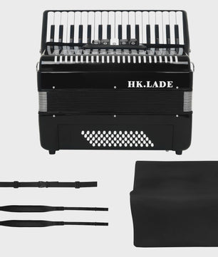 HK LADE Professionele Bayan Accordeon - Zwart, 34 Toetsen, 60/72 Bass, 5 Stemmig