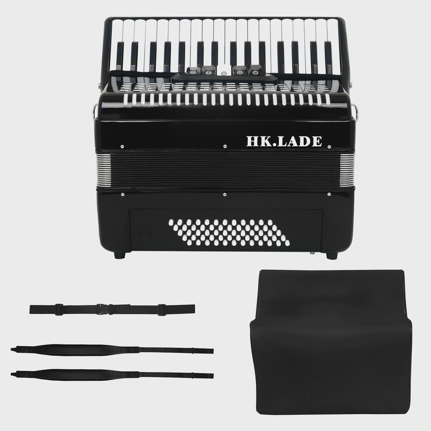 HK LADE Professionele Bayan Accordeon - Zwart, 34 Toetsen, 60/72 Bass, 5 Stemmig