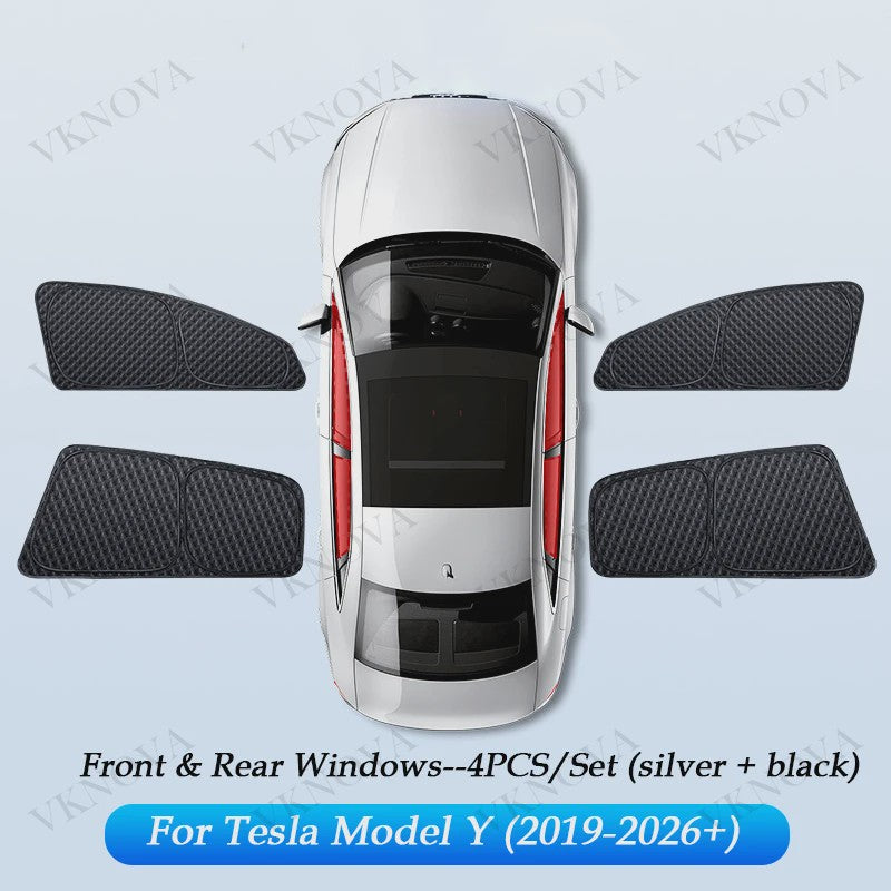 Set Zonneschermen voor Tesla Model 3/Y (2017-2025) - Privacy & UV Bescherming
