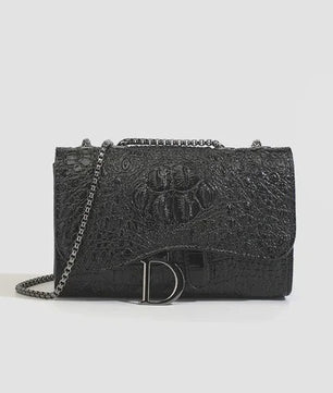 Chique Dames Croco Print Tas met Paillettenketting - Crossbody & Schoudertas voor Avondfeesten