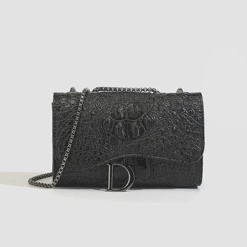 Chique Dames Croco Print Tas met Paillettenketting - Crossbody & Schoudertas voor Avondfeesten