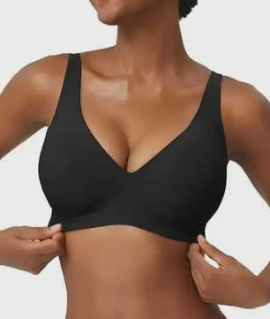 Seamless Beugelvrije BH met Luipaardprint - Diepe V-hals & Push-up Effect