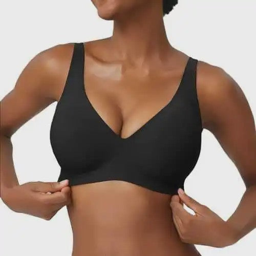 Seamless Beugelvrije BH met Luipaardprint - Diepe V-hals & Push-up Effect