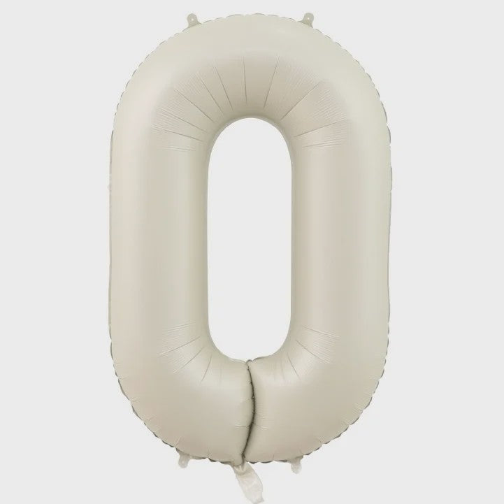Grote Folie Ballonnen Cijfers 0-9 Cream Caramel & Wit (32/40 inch) - Feestdecoratie