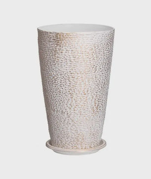 Set van 2 Elegante Hoge Bloempotten met Steenlook - 53 cm - Beige