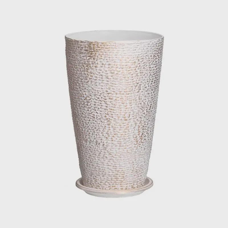 Set van 2 Elegante Hoge Bloempotten met Steenlook - 53 cm - Beige