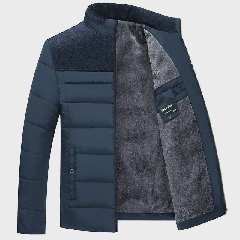 Warme Heren Puffer Jas met Pluche Voering en Opstaande Kraag - Winter Parka