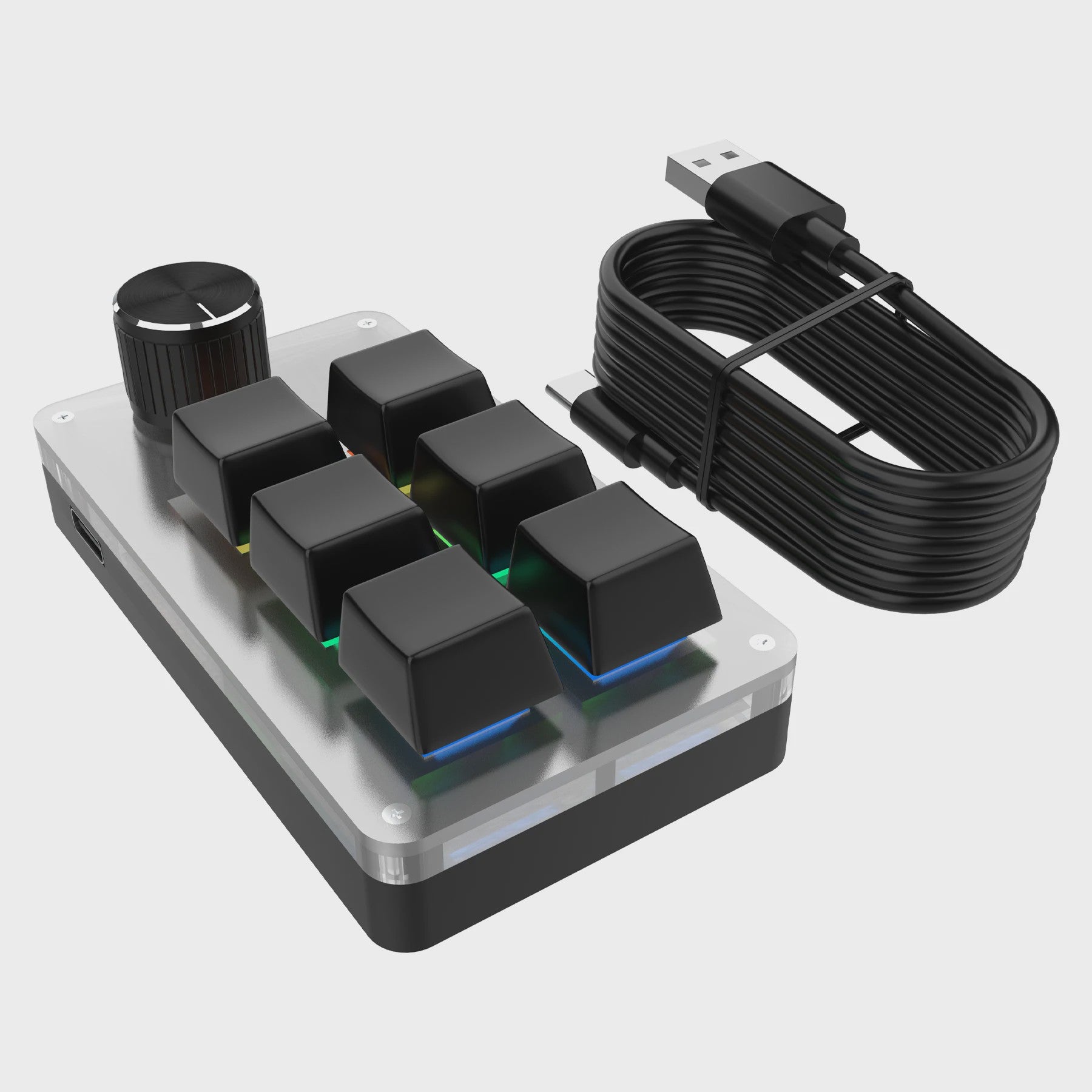Programmeerbaar Mini Mechanisch Toetsenbord met RGB en Draaiknop voor Photoshop & Gaming