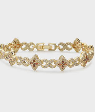 Luxe Gouden Armband met Klaver Hanger en Sprankelende Zirkonia - Dames Sieraden