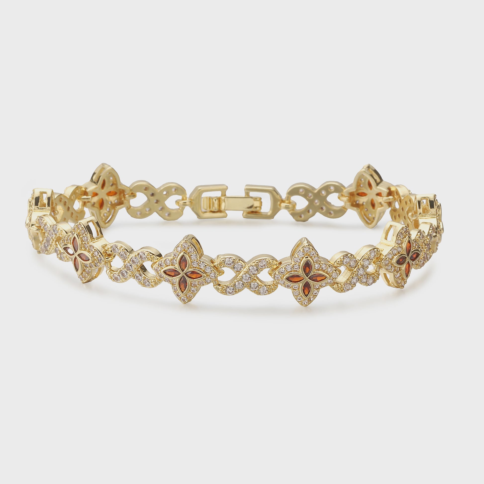 Luxe Gouden Armband met Klaver Hanger en Sprankelende Zirkonia - Dames Sieraden