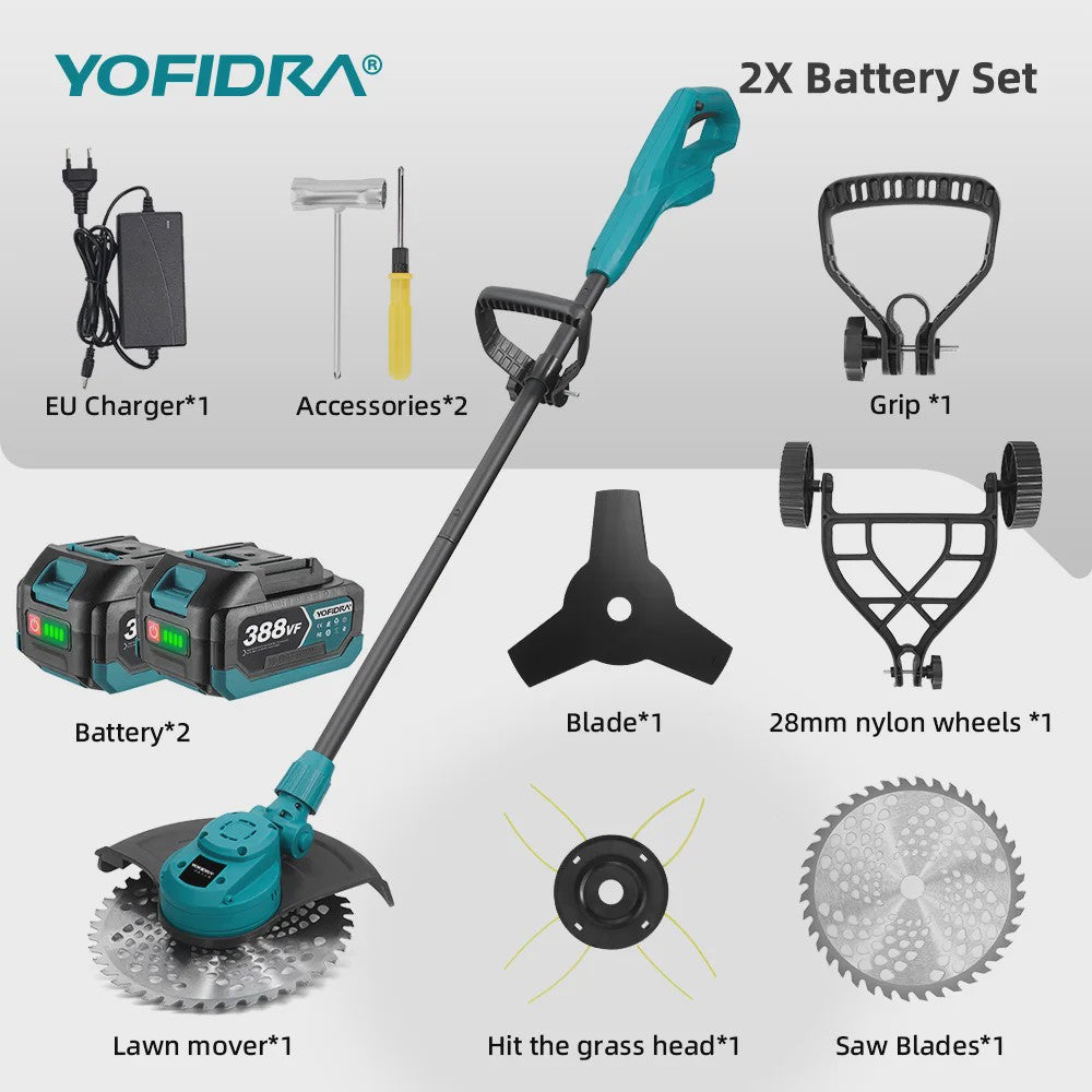 YOFIDRA 10-Inch Elektrische Grasmaaier - Krachtige 6000W Borstelloze Motor & Opvouwbaar Ontwerp