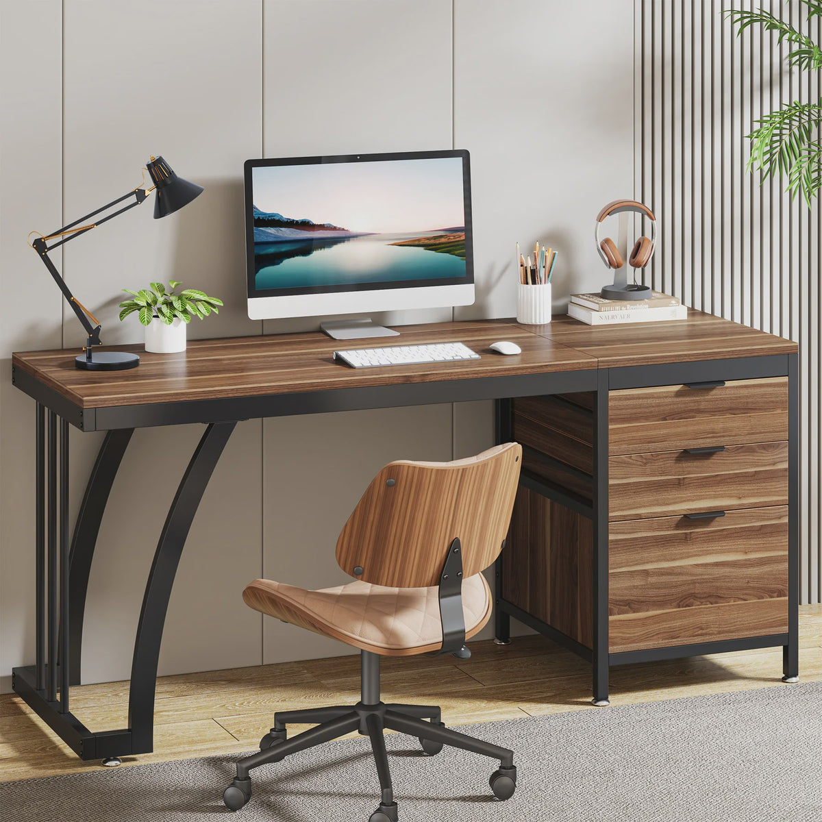 Industriële Computerbureau met 3 Lades - 150cm Breed - Omkeerbare Lades