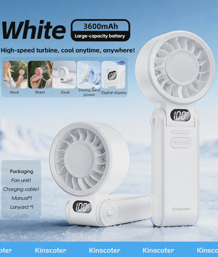 Draagbare Handheld Ventilator met 3600mAh Batterij, 100 Windsnelheden & LCD Display
