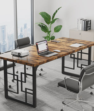 Tribesigns Bureau 160cm - Industrieel Hout & Zwart Metaal - Ruim Werkbureau