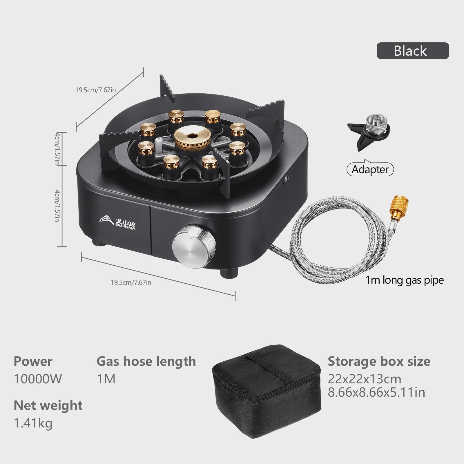 BISINNA Draagbare Camping Gasbrander 10000W - Krachtige Vlam voor Buiten Koken & Barbecue