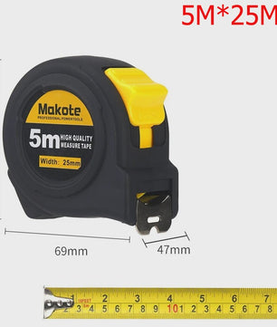 Precisie Rolmaat 3M/5M/7.5M/10M - Slijtvast Rubberized Staal met Intrekbare Band