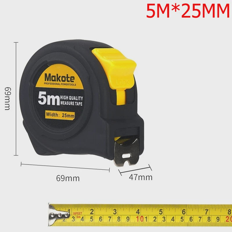 Precisie Rolmaat 3M/5M/7.5M/10M - Slijtvast Rubberized Staal met Intrekbare Band