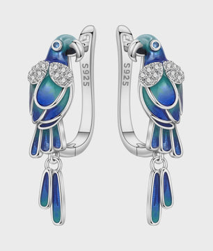 Exquise 925 Sterling Zilveren Oorbellen: Kolibrie & Papegaai - Mode Sieraden