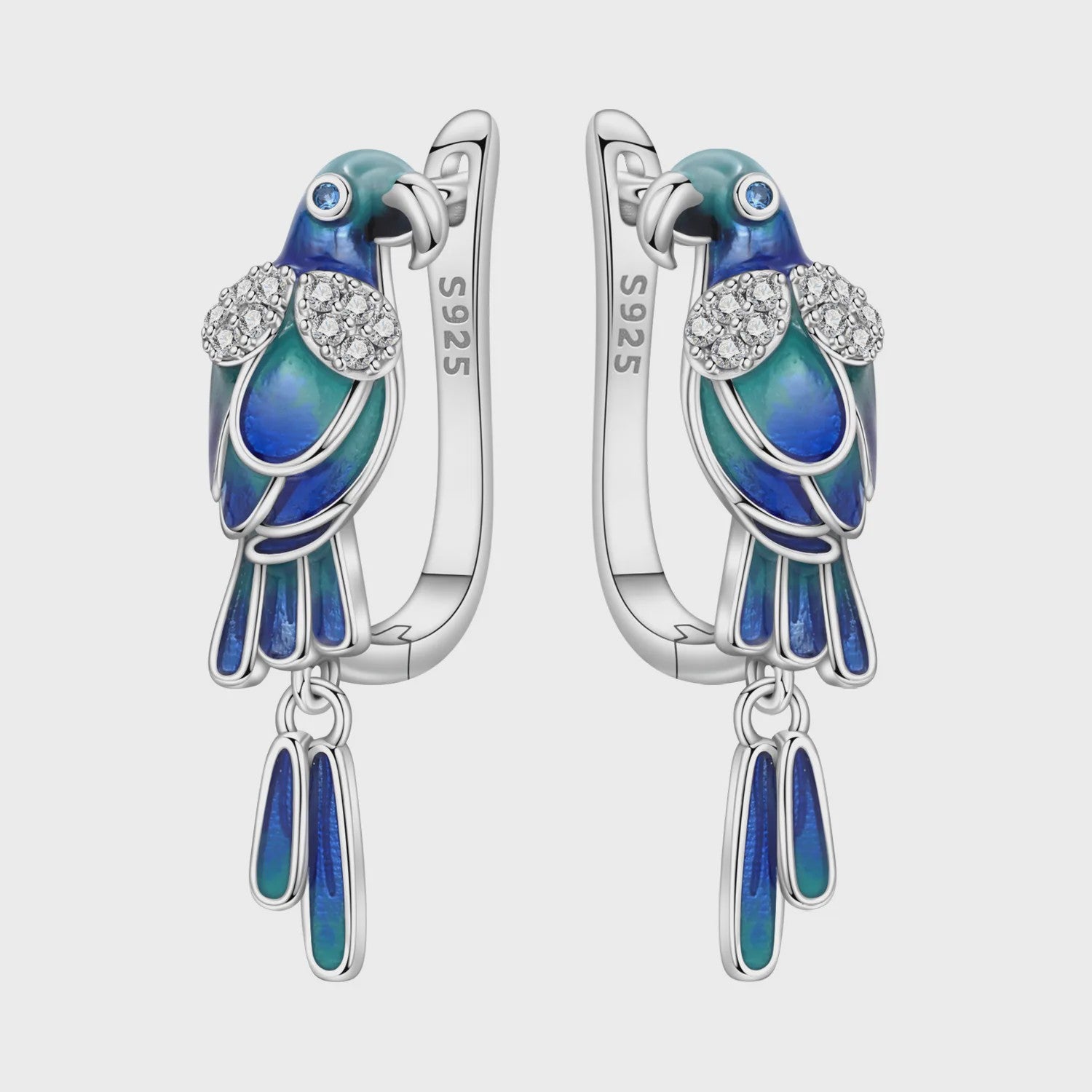 Exquise 925 Sterling Zilveren Oorbellen: Kolibrie & Papegaai - Mode Sieraden