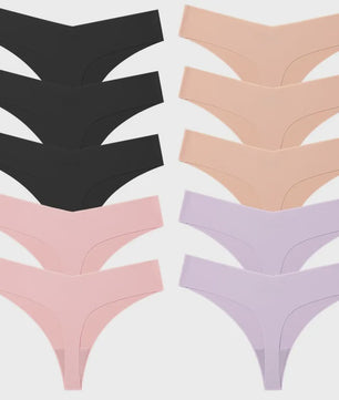 Set van 10 Naadloze Dames Strings - Comfortabele en Ademende Lingerie
