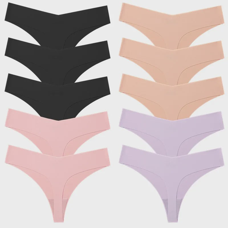 Set van 10 Naadloze Dames Strings - Comfortabele en Ademende Lingerie