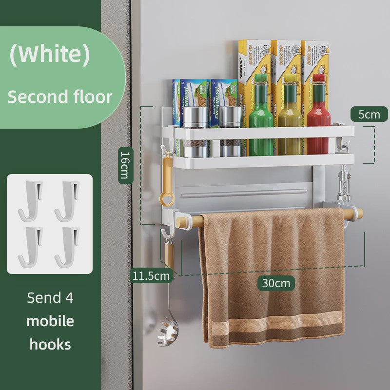 Magnetische Koelkast Organizer met 2-3 Lagen, Keukenopslag en Handdoekhouder