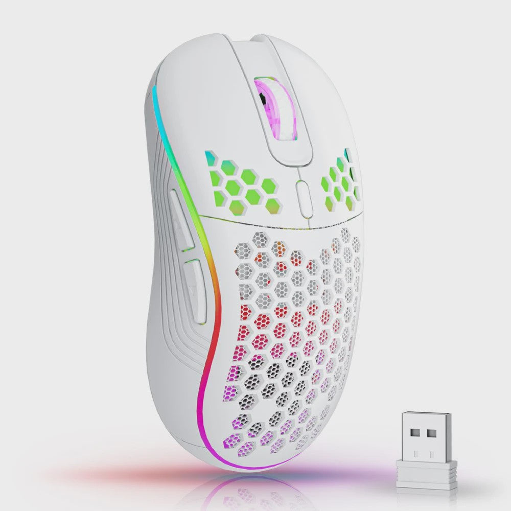 Draadloze RGB Honeycomb Muis - Lichtgewicht, Oplaadbaar & Instelbare DPI