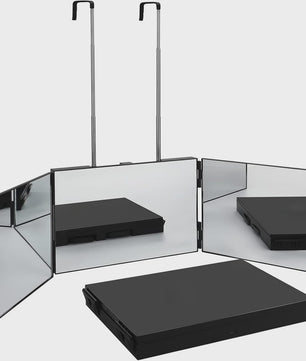 Draagbare Trifold Make-up Spiegel met Verstelbare Haak - Perfect voor Zelf Knippen, Scheren & Cadeaus