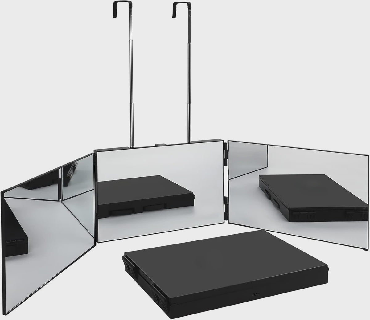 Draagbare Trifold Make-up Spiegel met Verstelbare Haak - Perfect voor Zelf Knippen, Scheren & Cadeaus