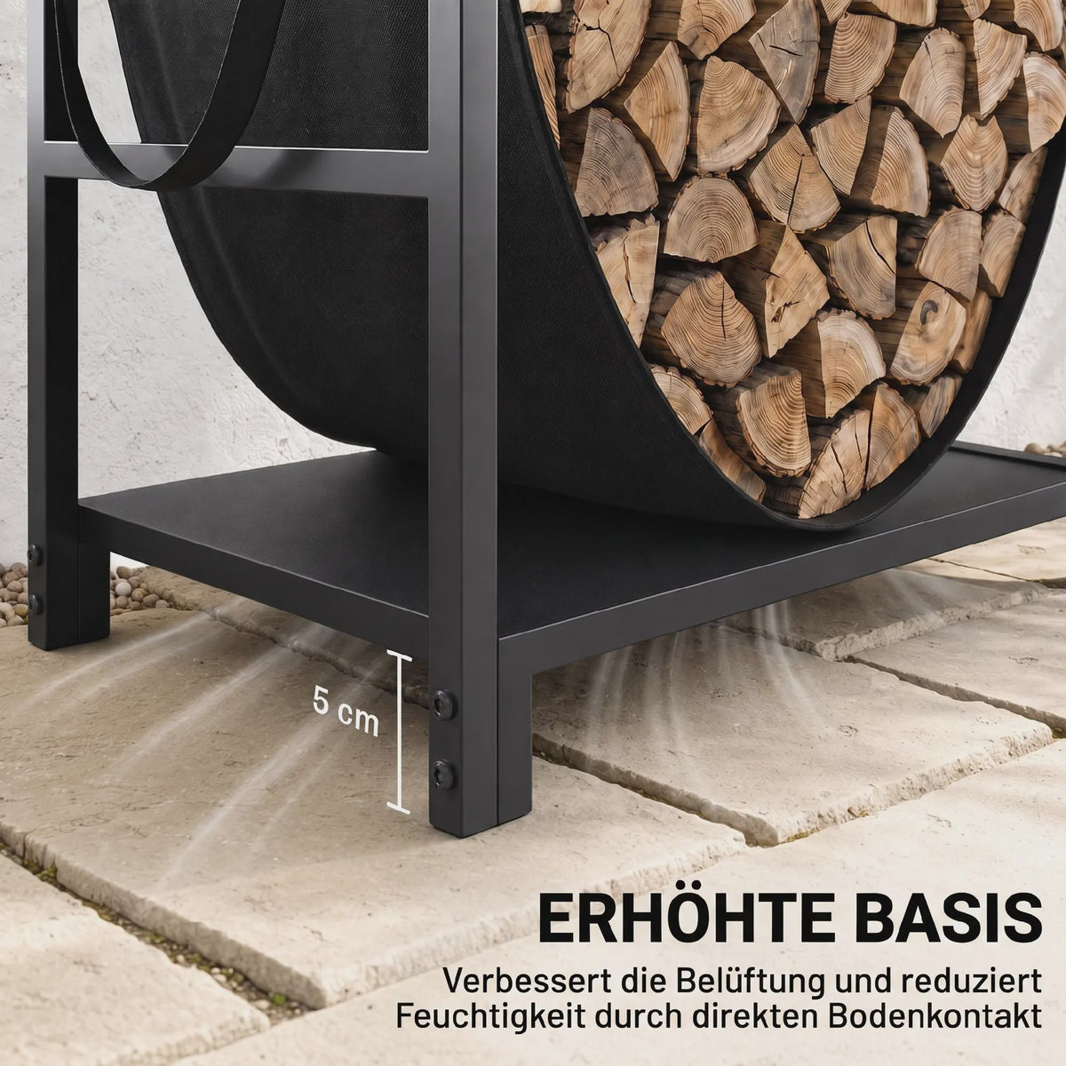 Outsunny Houtrek met Canvas Draagtas - 47.5x33x44cm - 50kg Capaciteit
